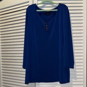 BYdesign Royal Blue Long-Sleeve Tunic with Decorative Rings